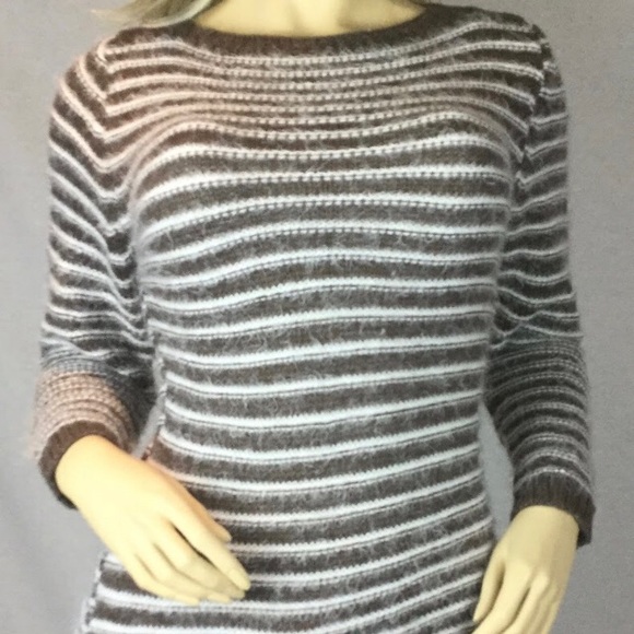 Fluffy brown and white Turkish Women’s Sweater Wool stretchy Red Roza Brand - Picture 1 of 10